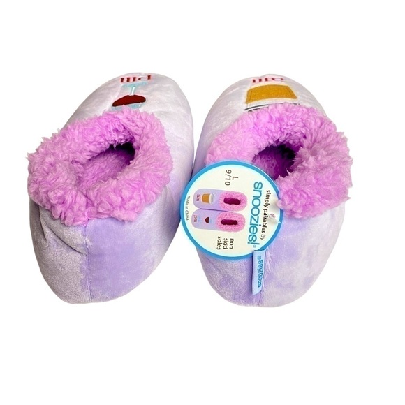 SNOOZIES Coffee & Wine Fuzzy Fun & Cozy Women’s Slipper Socks Sz L 9/10 Lilac - Picture 4 of 8